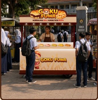 Booth Goku Fuwa di area sekolah